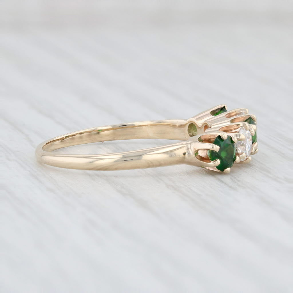 Light Gray 1ctw Green Tourmaline Diamond Ring 14k Yellow Gold Size 4 Stackable