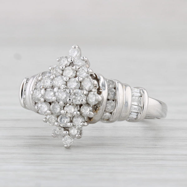 0.75ctw Diamond Cluster Ring 10k White Gold Size 6.75 Engagement