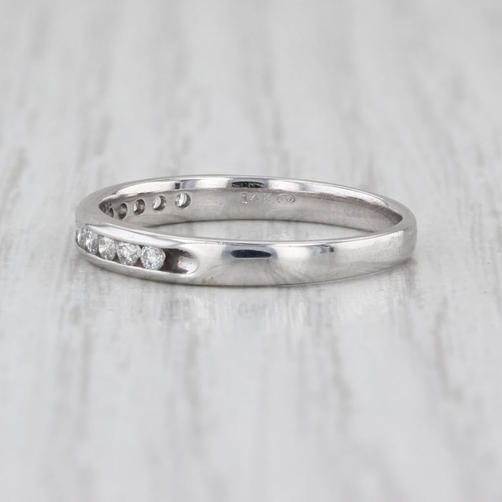 0.24ctw Channel Set Diamond Wedding Band 14k White Gold Size 7.5 Stackable Ring
