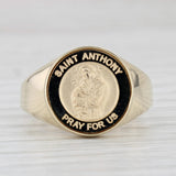 Saint Anthony Pray for Us Coin Ring 14k Yellow Gold Size 7 Signet Catholic Token