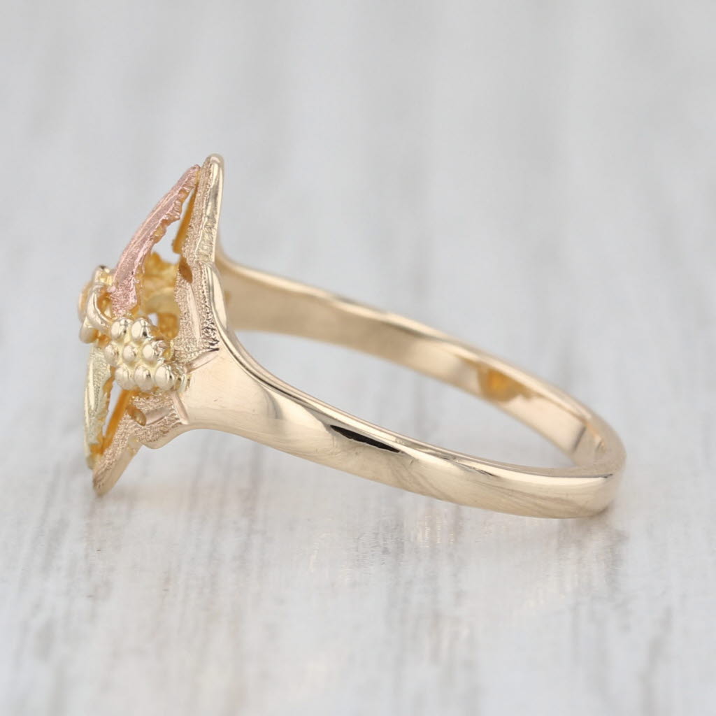 Stamper Black Hills Gold Leaf Ring 10k Yellow Rose Green Gold Size 5.75
