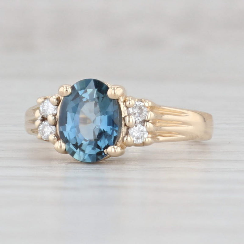 Light Gray 2.21ctw Oval Blue Sapphire Diamond Ring 14k Yellow Gold Size 6 Engagement