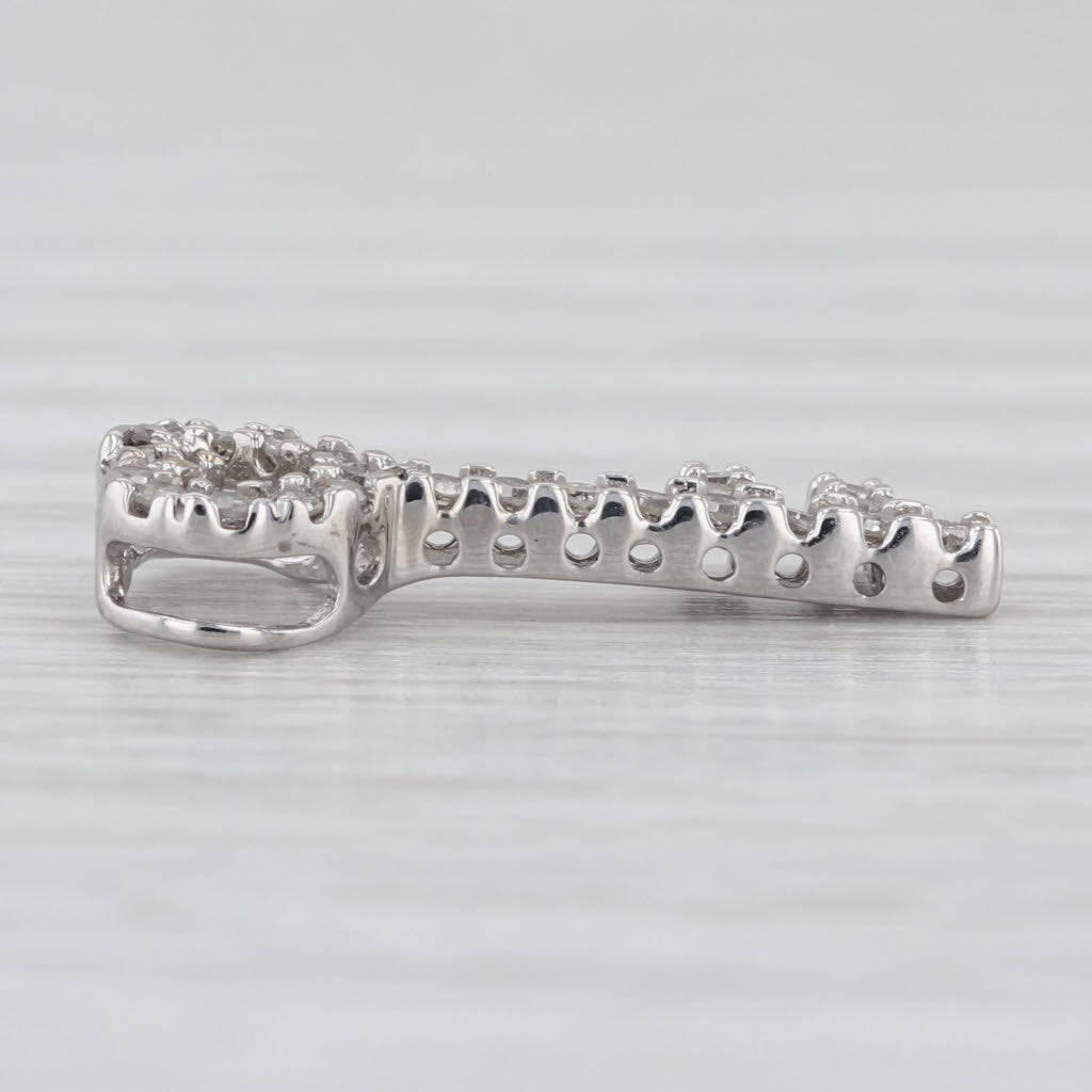 0.23ctw Diamond Skeleton Key Heart Pendant 10k White Gold Floating Drop