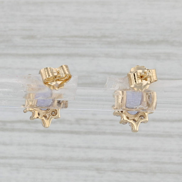 1.05ctw Tanzanite Diamond Halo Stud Earrings 14k Yellow Gold