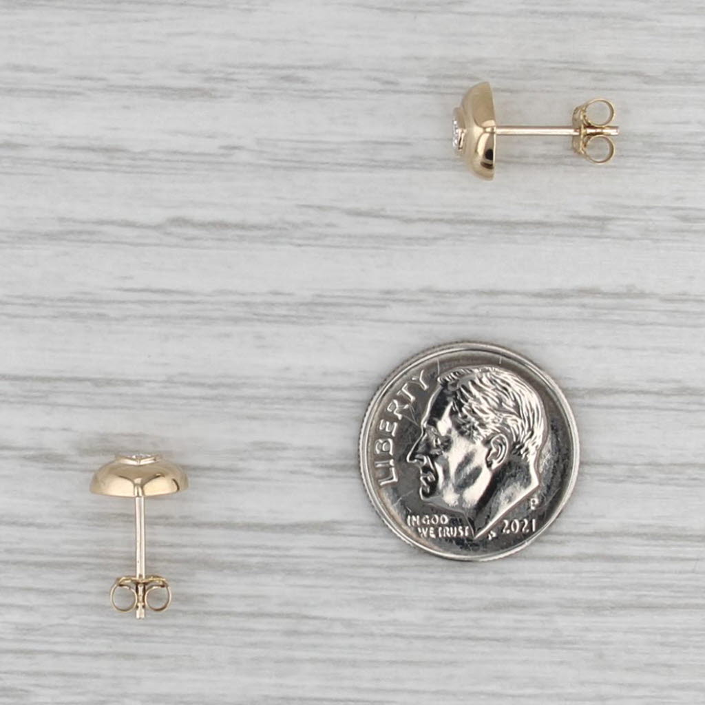 Diamond Heart Stud Earrings 14k Yellow Gold Pierced Open Heart Studs