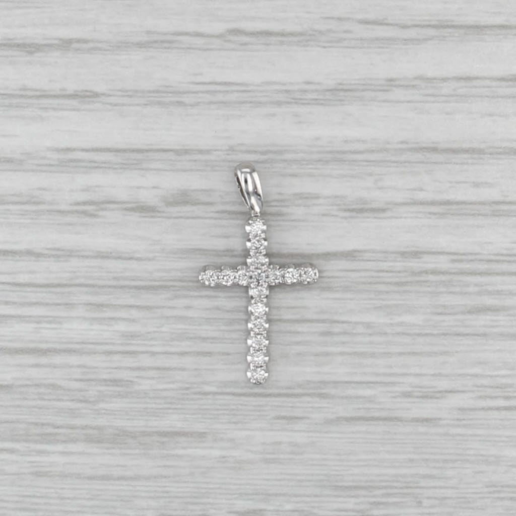 0.23ctw Diamond Cross Pendant 14k White Gold Religious Jewelry