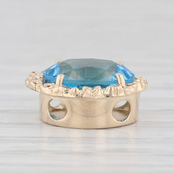 Richard Glatter 3.54ct Blue Topaz Slide Bracelet Charm 14k Yellow Gold Vintage