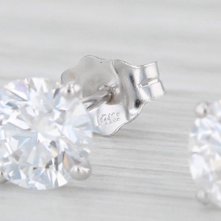 Light Gray New 1.50ctw Lab Created Diamond Stud Earrings 14k White Gold Round Solitaires