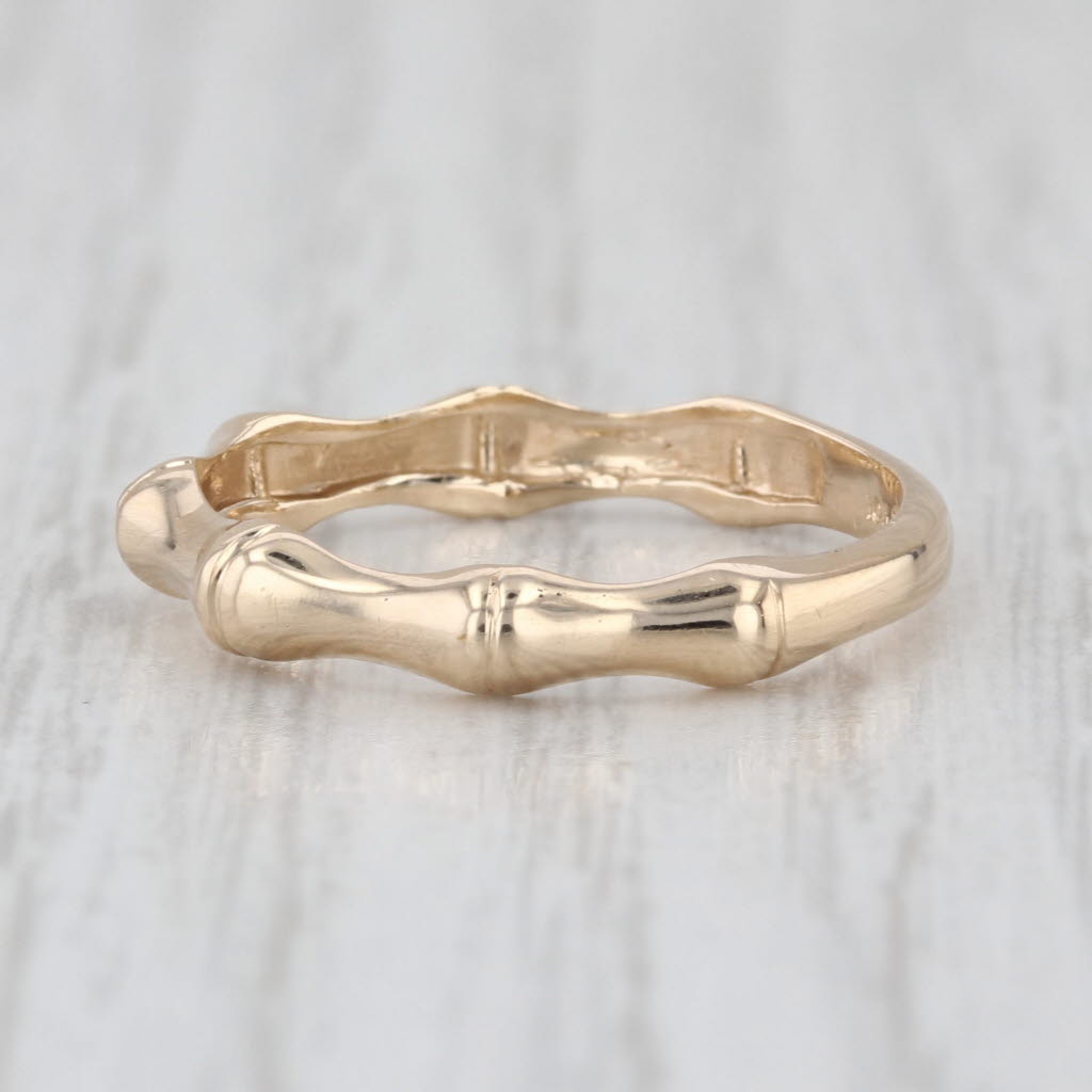 Bamboo Pattern Ring 10k Yellow Gold Stackable Size 6.7-7 Band Bridal