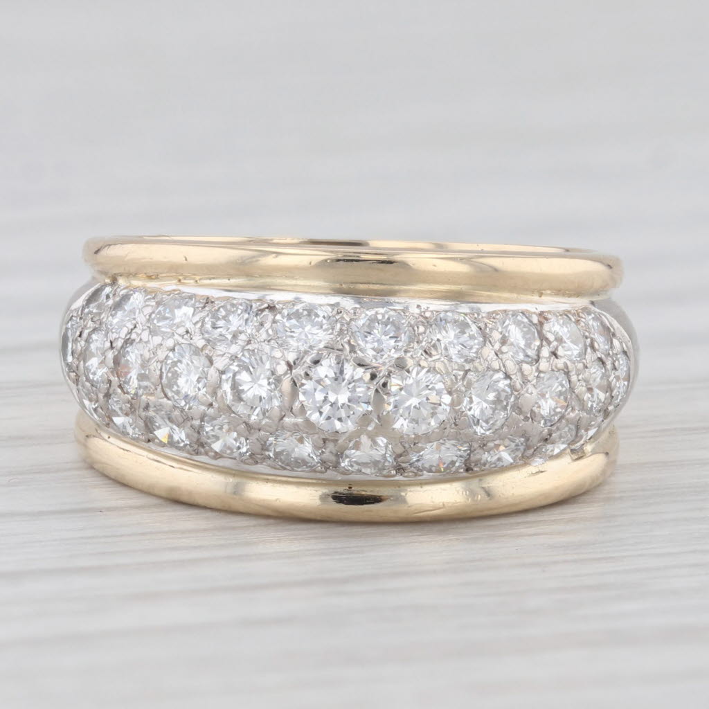 Light Gray 1.10ctw Pave Diamond Ring 14k Gold Size 6.75 Dankner Wedding Anniversary Band