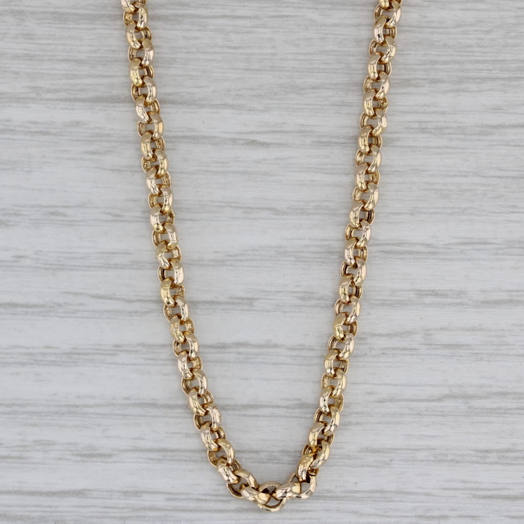 Gray Rolo Cable Chain Necklace 14k Yellow Gold 23.5" 4mm