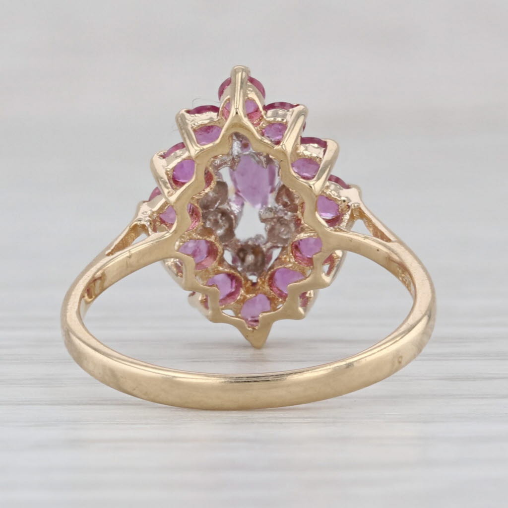 0.94ctw Ruby Diamond Cluster Ring 14k Yellow Gold Size 5.75