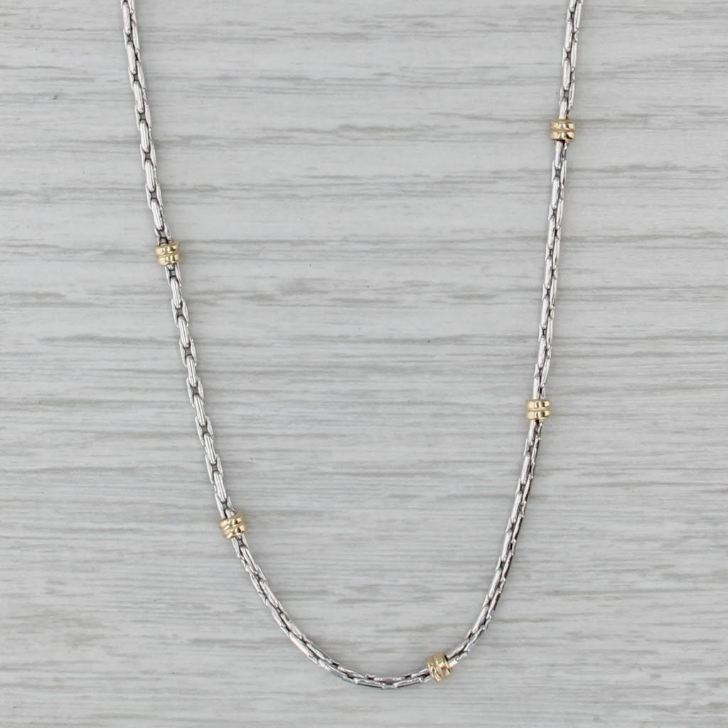 2-Toned Cable Chain Necklace 14k White & Yellow Gold 18 1/2" 3mm