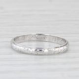 Antique Etched Pattern Wedding Band Stackable Ring 18k White Gold Size 4.75