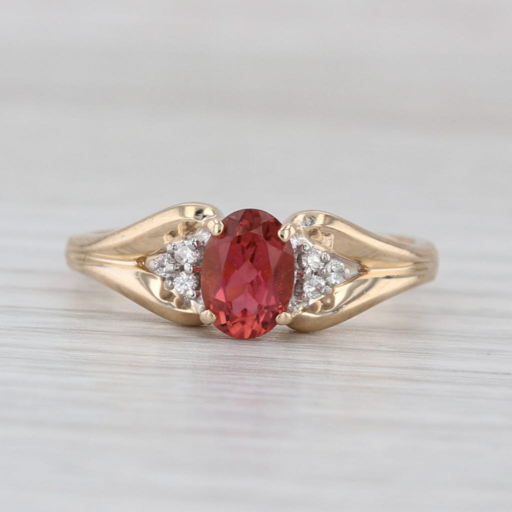 0.80ctw Pink Tourmaline Diamond Ring 14k Yellow Gold Size 8