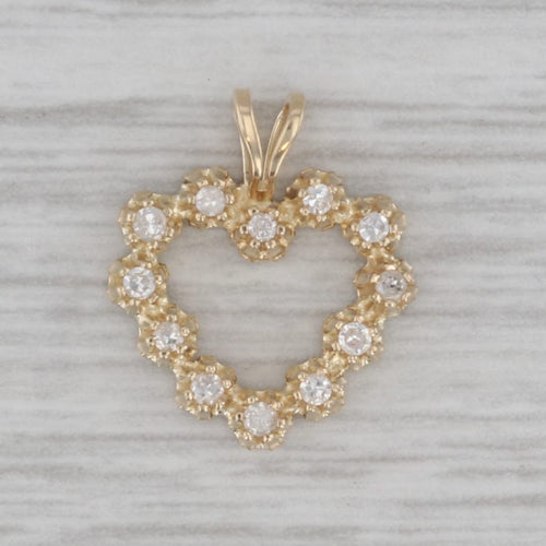 Gray 0.15ctw Diamond Open Heart Pendant 14k Yellow Gold