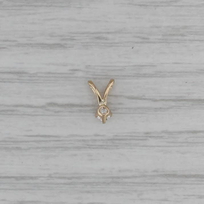 Small 0.05ct Round Diamond Solitaire Pendant 14k Yellow Gold