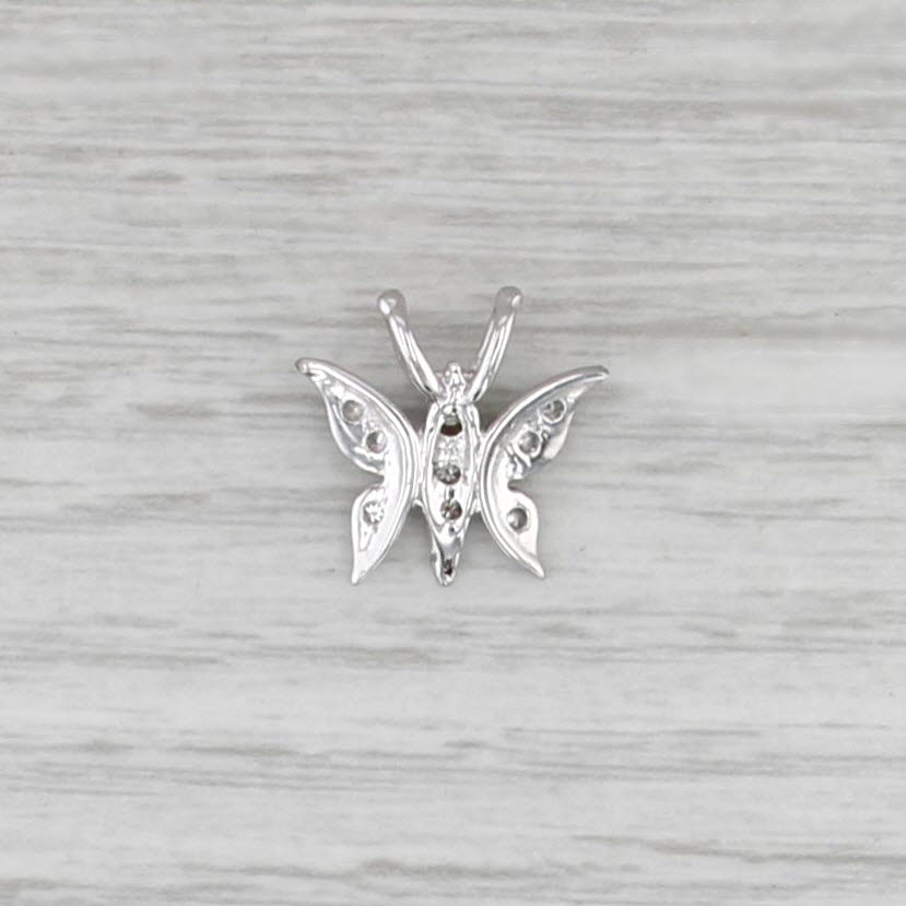 0.10ctw Diamond Butterfly Pendant 10k White Gold Small Drop