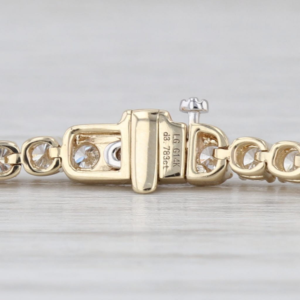 New 3.78ctw Lab Grown Diamond Tennis Bracelet 14k Yellow Gold 7"