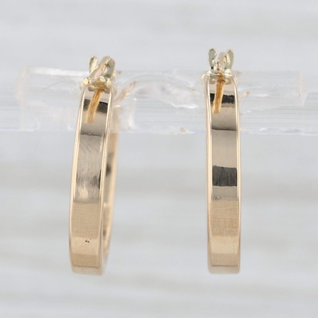 Round Hoop Earrings 18k Yellow Gold 19 x 3mm Snap Top Hoops