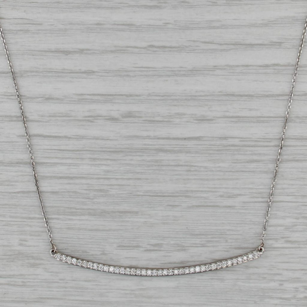 0.38ctw Diamond Bar Pendant Necklace 14k White Gold 18.25" Cable Chain