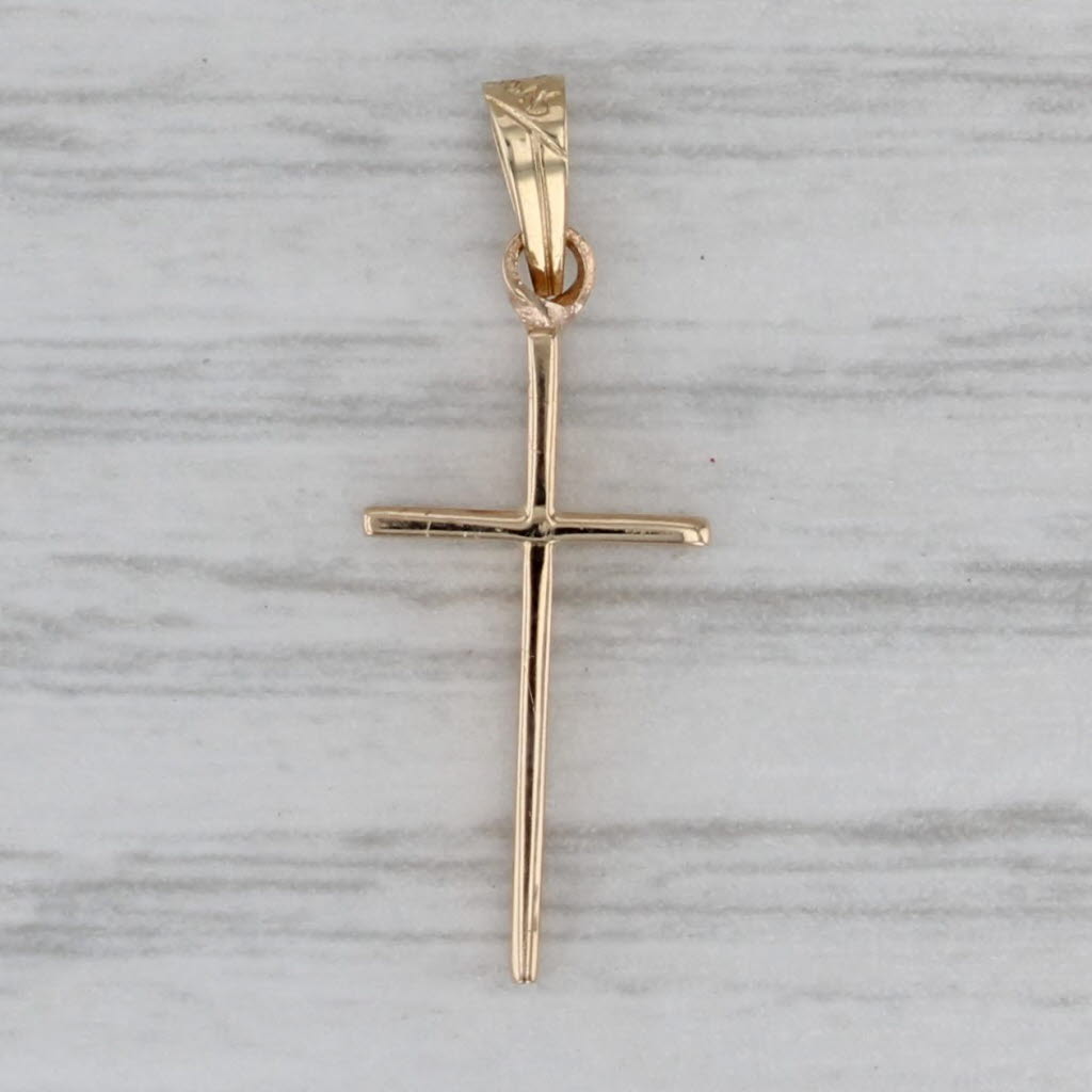 Gray Small Cross Pendant 14k Yellow Gold