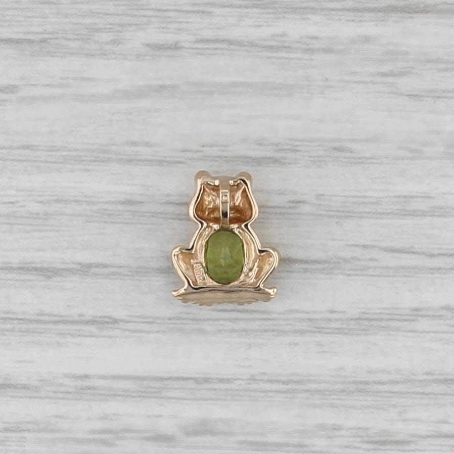 0.75ct Peridot Frog Pendant 14k Yellow Gold Small Floating Drop