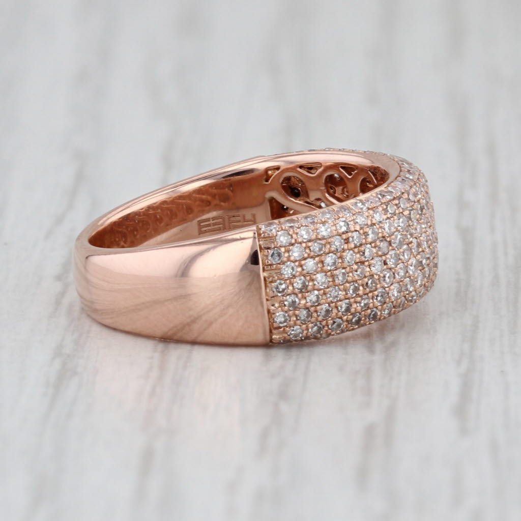 Effy 1ctw Pave Diamond Ring 14k Rose Gold Size 7.25 Anniversary Band