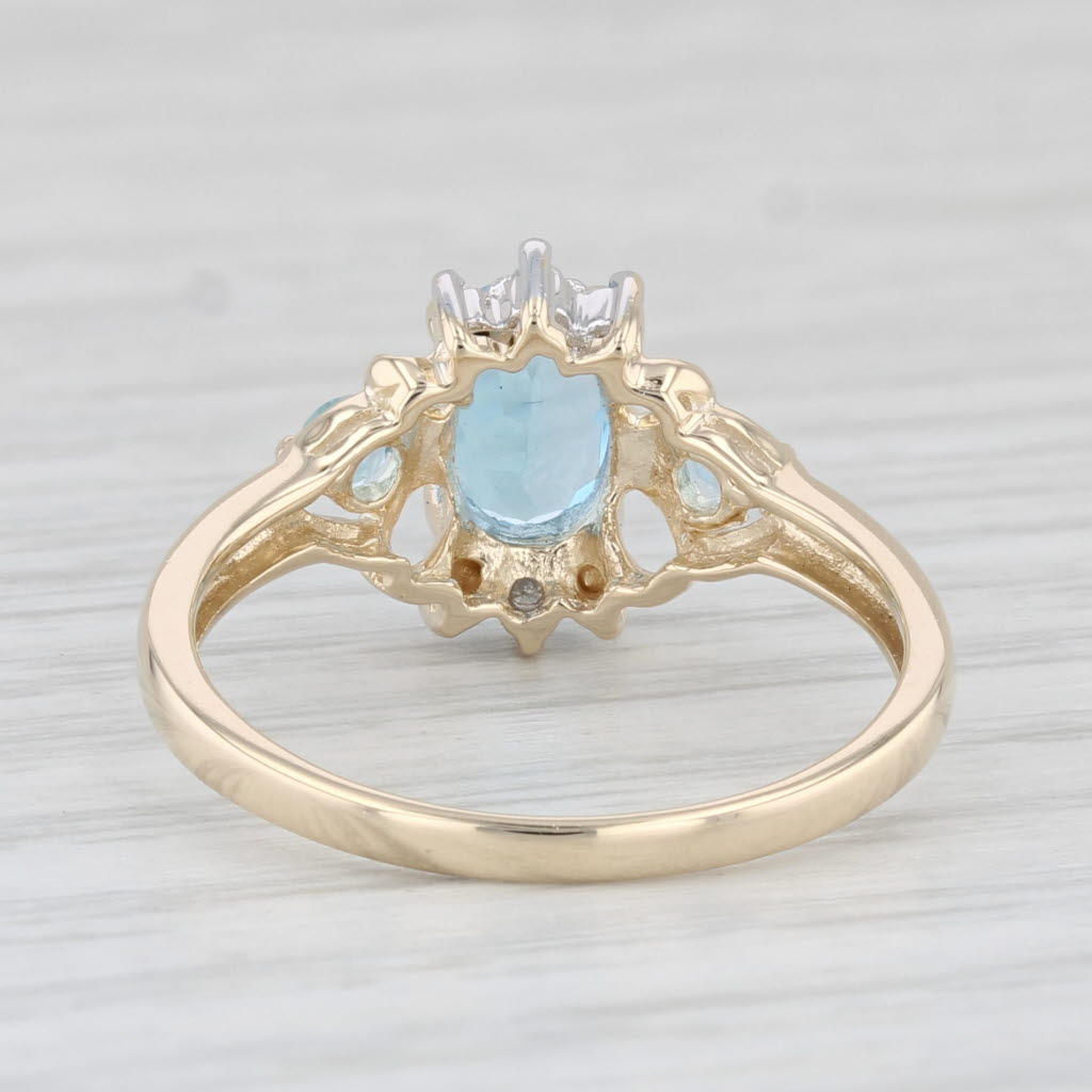 Light Gray 1.02ctw Oval Blue Topaz Diamond Ring 14k Yellow Gold Size 7