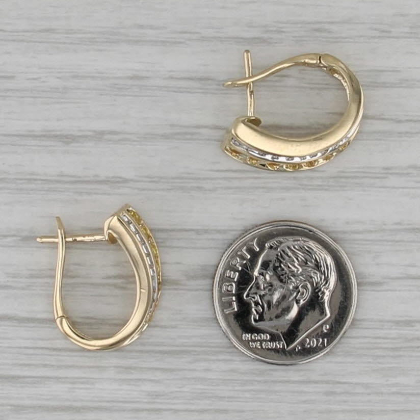 0.67ctw Yellow Sapphire Diamond J-Hook Earrings 14k Yellow Gold Lever Backs