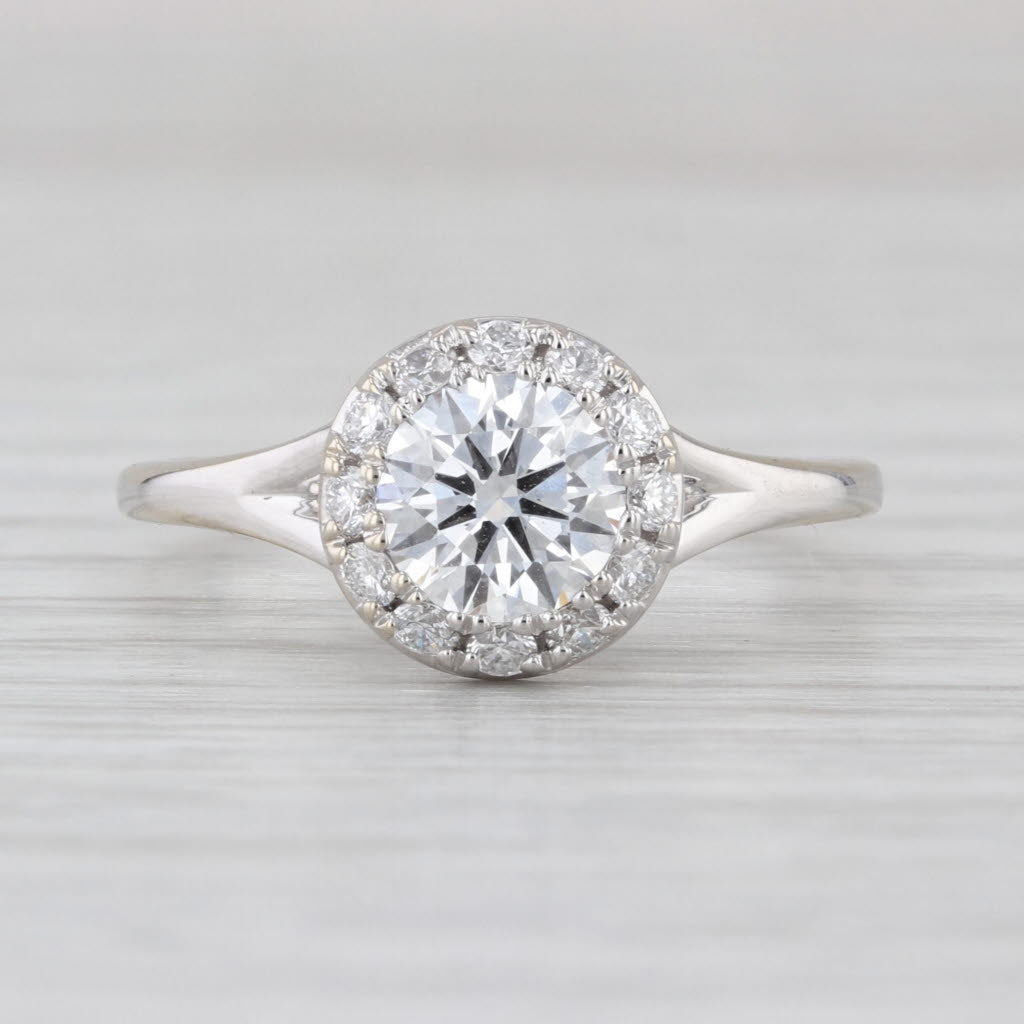1.32ctw Round Lab Grown Diamond Halo Engagement Ring 14k White Gold Size 7