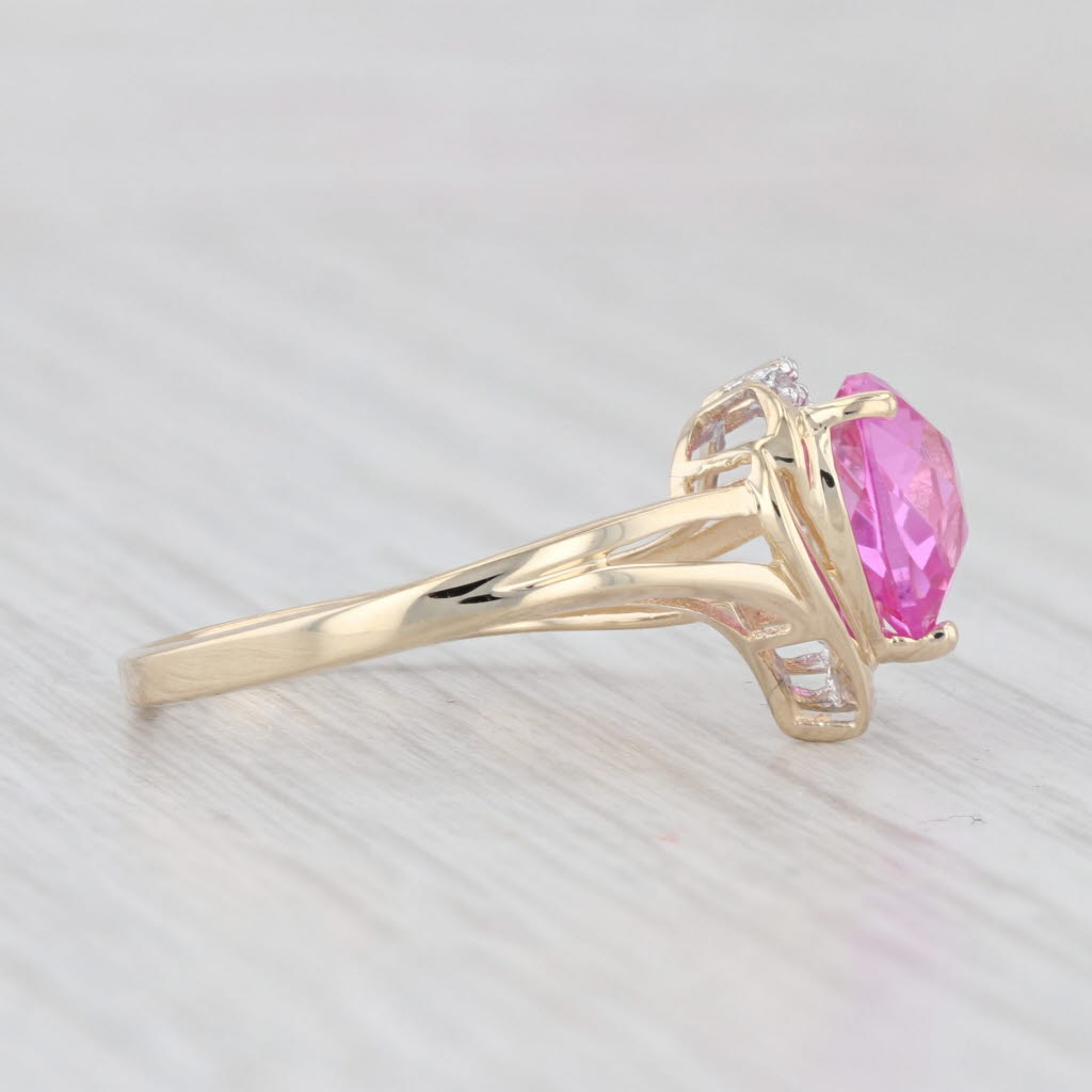 Light Gray 2.02ctw Lab Created Pink Sapphire Diamond Halo Heart Ring 10k Yellow Gold