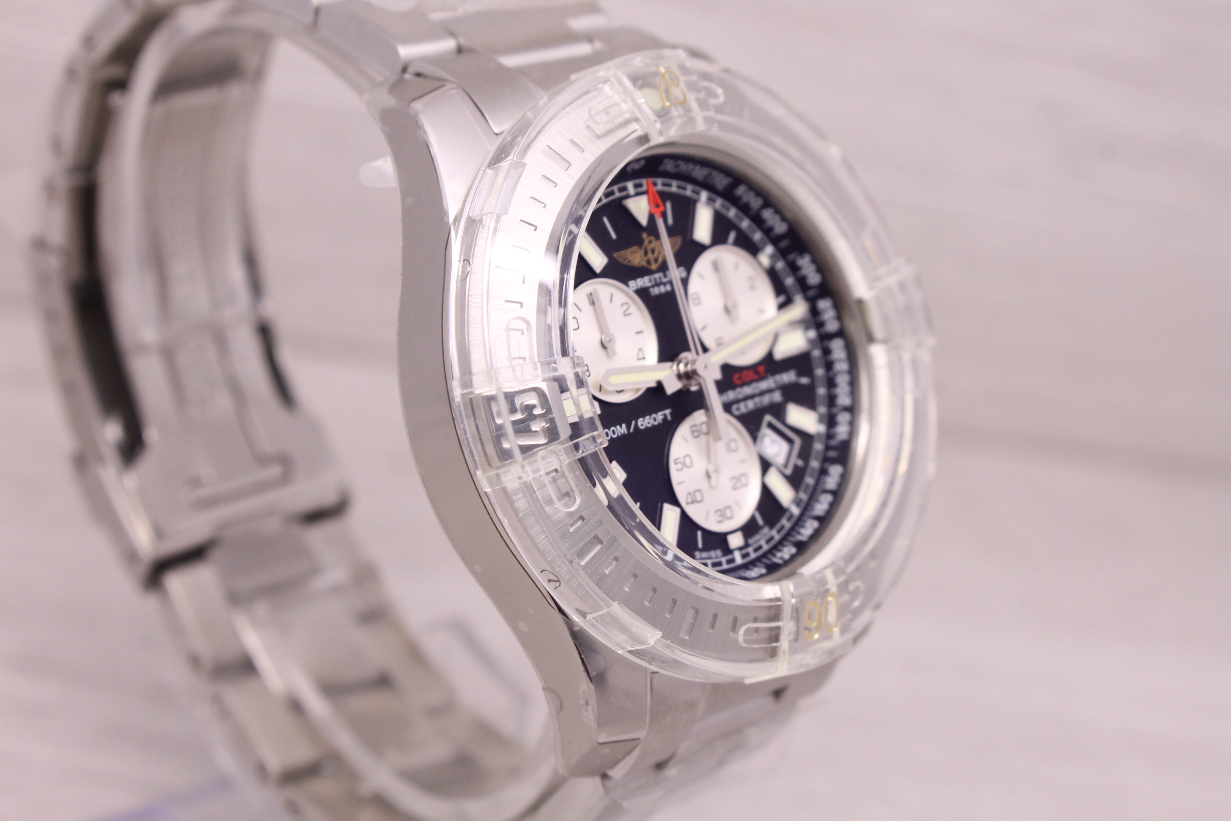 Breitling Colt A73388 Mens 43mm Steel Quartz Chronograph Watch w Box UNWORN NOS
