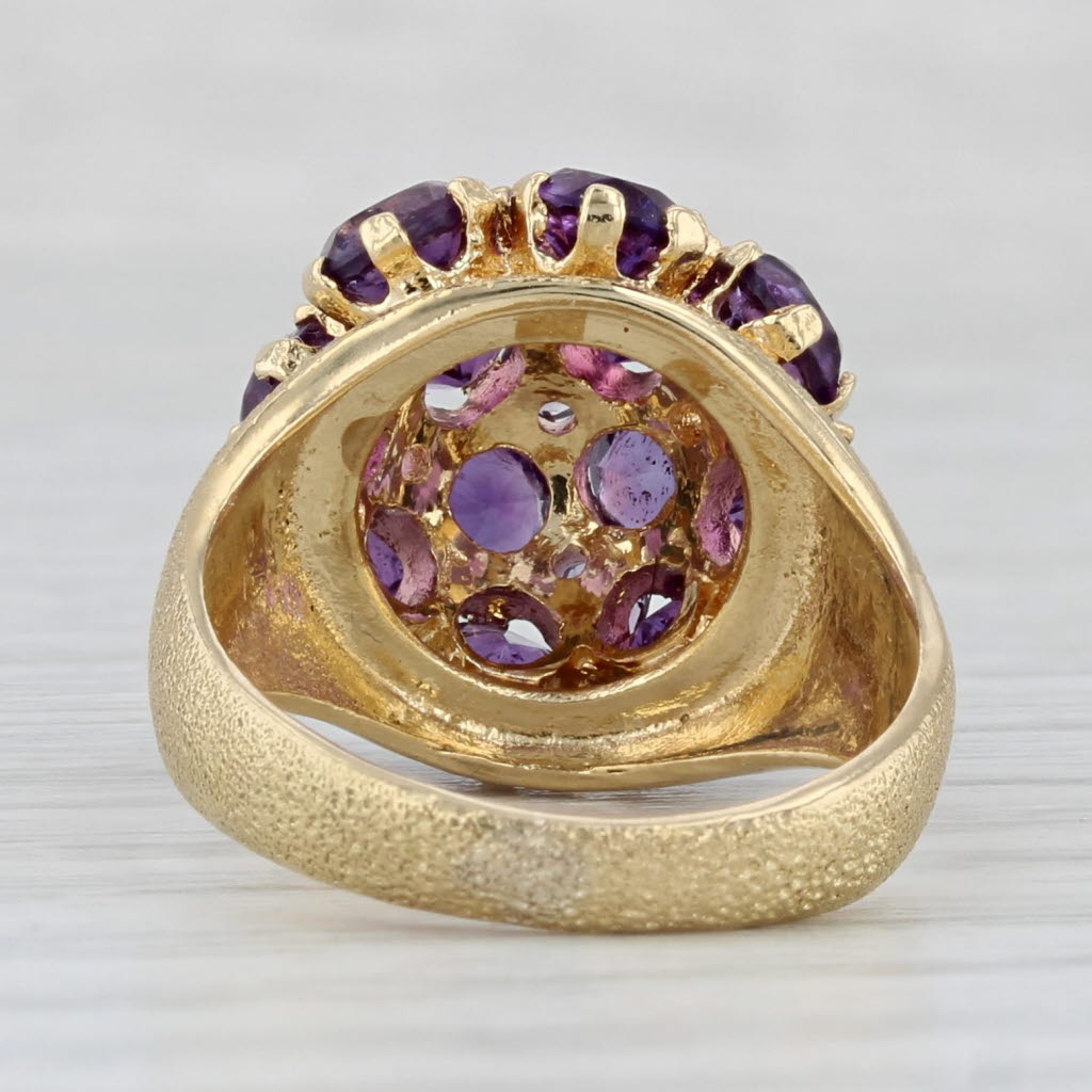 Light Gray 3.75ctw Amethyst Cluster Cocktail Ring 18k Yellow Gold Size 5.5