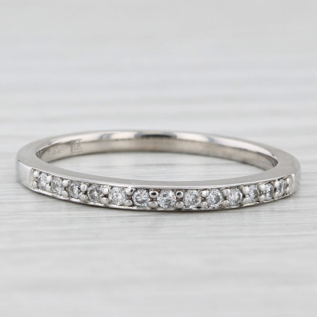 Light Gray 0.13ctw Diamond Wedding Band 14k White Gold Size 6.5 Stackable Ring