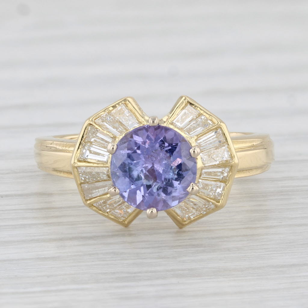 Light Gray 2.08ctw Round Tanzanite Diamond Ring 18k Yellow Gold Size 6.25