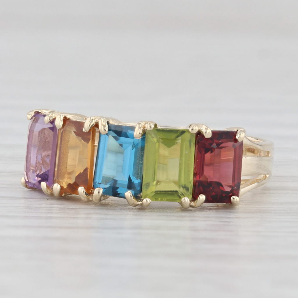 Light Gray 3ctw Rainbow Gemstone Ring 10k Gold Size 7 Amethyst Citrine Topaz Peridot Garnet