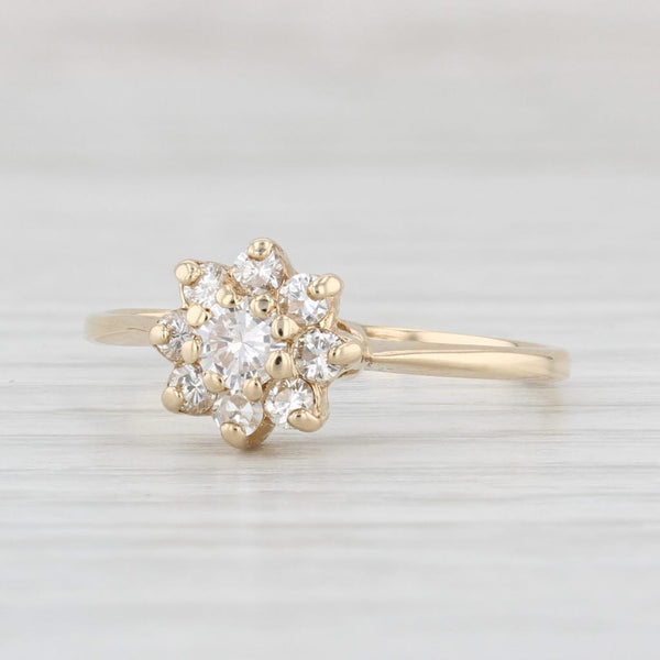 0.45ctw Diamond Flower Cluster Engagement Ring 14k Yellow Gold Size 7.75
