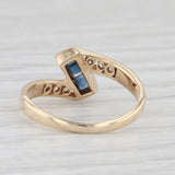 0.35ctw Blue Sapphire Diamond Bypass Ring 14k Yellow Gold Small Size 2.25