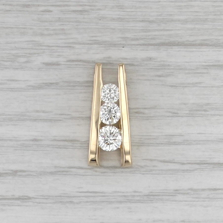 1.41ctw Diamond 3-Stone Journey Pendant 14k Yellow Gold Floating Drop