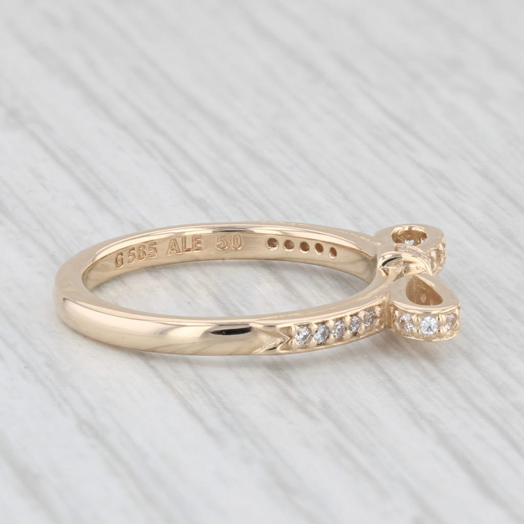 Light Gray Pandora Sparkling Bow Ring 14k Yellow Gold 150175CZ Size 50 5 Cubic Zirconia
