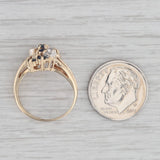 0.40ctw Blue Sapphire Diamond Cluster Ring 10k Yellow Gold Size 5.5