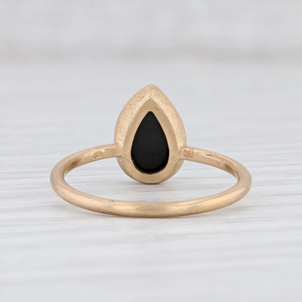 New Nina Wynn Black Druzy Quartz 18k Yellow Gold Size 7 Teardrop