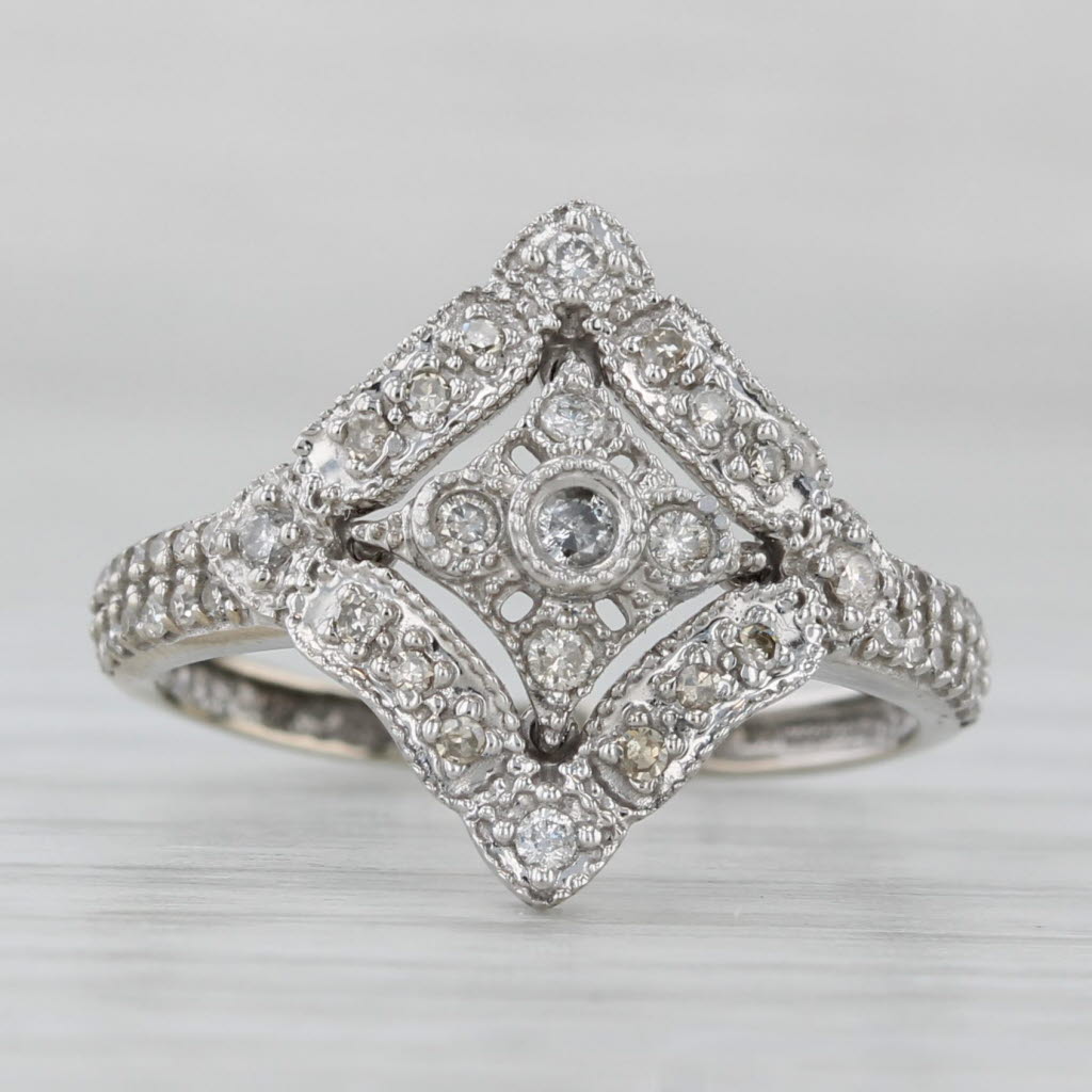 Gray 0.25ctw Diamond Halo Ring 14k White Gold Size 5.25
