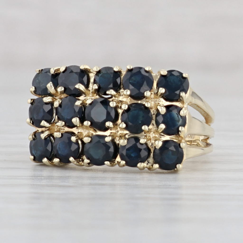 Light Gray 3ctw Blue Sapphire Cluster Ring 10k Yellow Gold Size 8 Cocktail