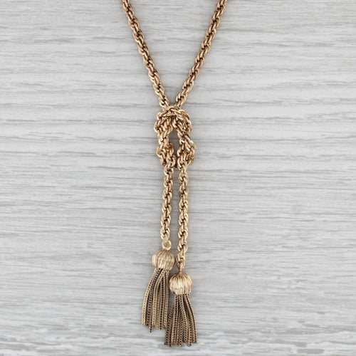 Vintage Rope Chain Fringe Larait Necklace 1/20 12k Gold Filled 17"