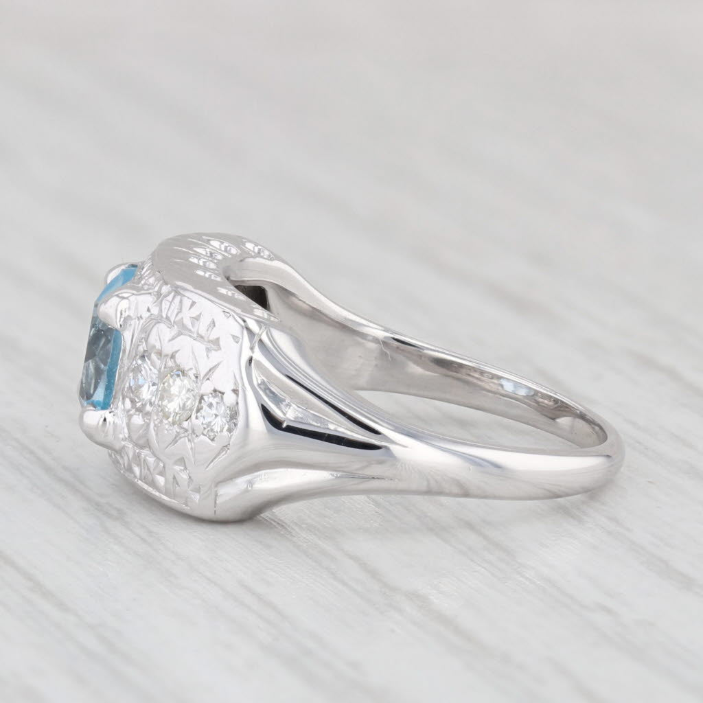 Light Gray 1.90 ctw Blue Topaz Diamond Ring 14K White Gold Size 6