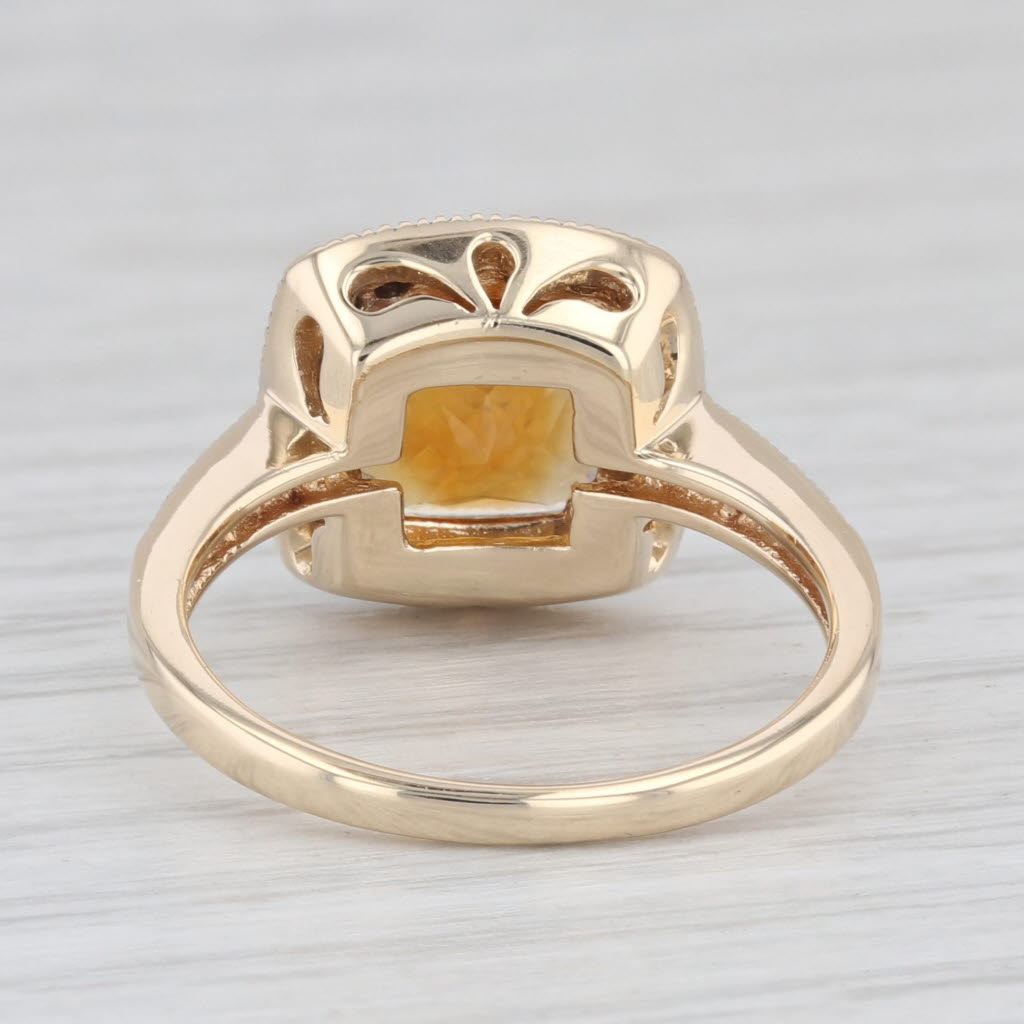 Light Gray 2.61ctw Orange Citrine Diamond Halo Ring 14k Yellow Gold Size 7