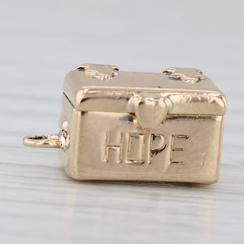 Gray Vintage Hope Chest Charm 14k Yellow Gold Opens Small Pendant