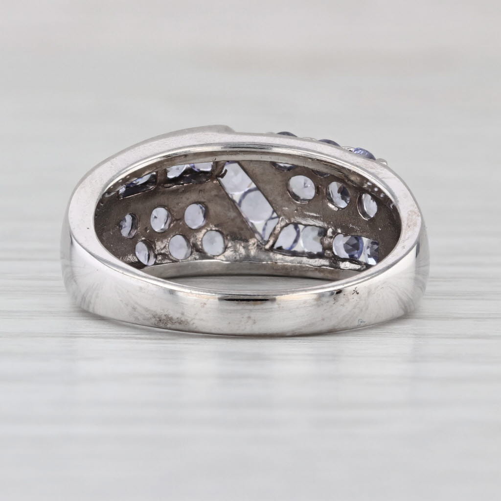 1.30ctw Tanzanite Cluster Ring 10k White Gold Size 8